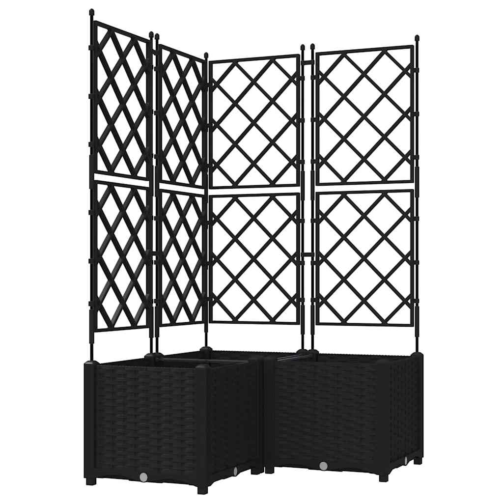 Vaso da giardino 3 pz Nero 80 x 80 x 143 cm PP