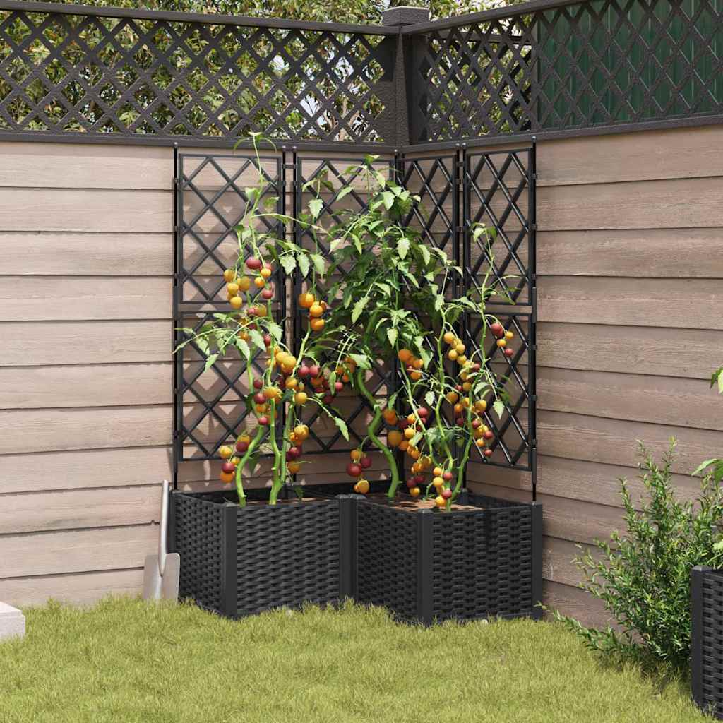 Vaso da giardino 3 pz Nero 80 x 80 x 143 cm PP