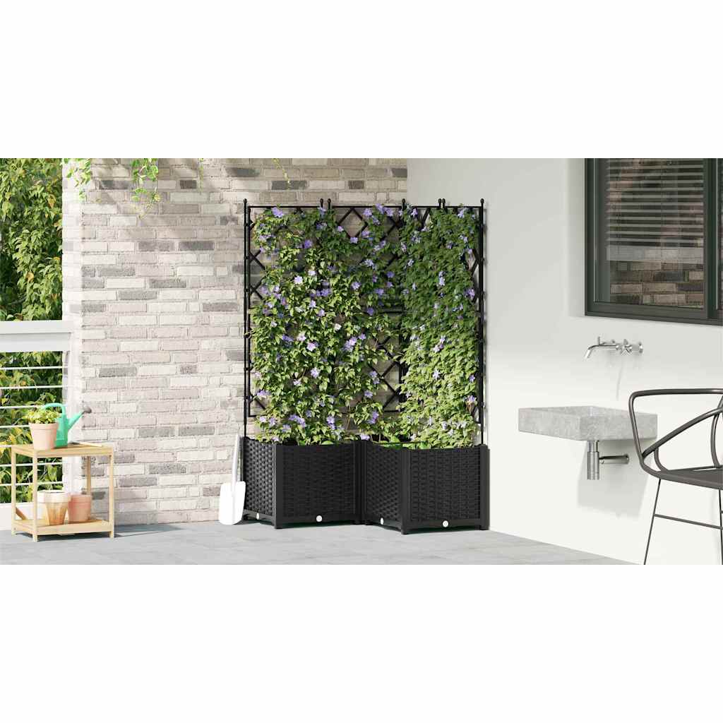Vaso da giardino 3 pz Nero 80 x 80 x 143 cm PP