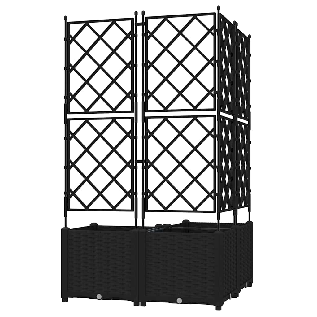 Vaso da giardino 3 pz Nero 80 x 80 x 143 cm PP