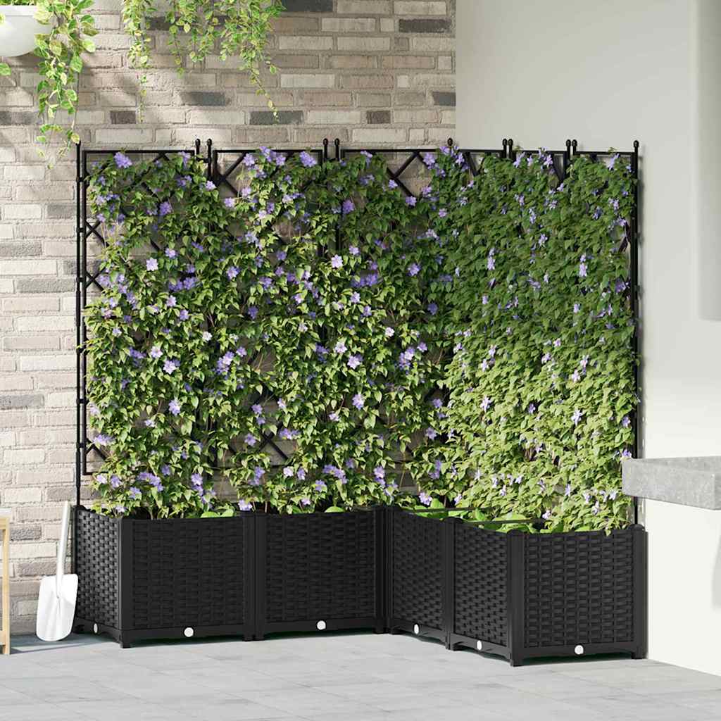 Vaso da giardino 5 pz Nero 120 x 120 x 143 cm PP