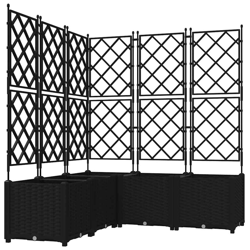 Vaso da giardino 5 pz Nero 120 x 120 x 143 cm PP
