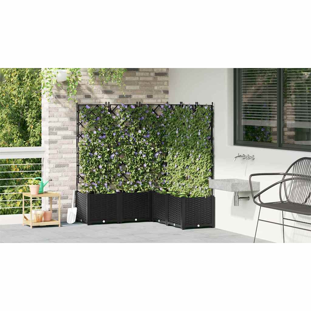 Vaso da giardino 5 pz Nero 120 x 120 x 143 cm PP