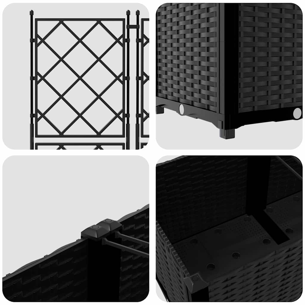 Vaso da giardino 5 pz Nero 120 x 120 x 143 cm PP