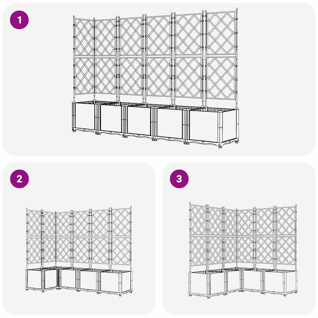Vaso da giardino 5 pz Nero 120 x 120 x 143 cm PP
