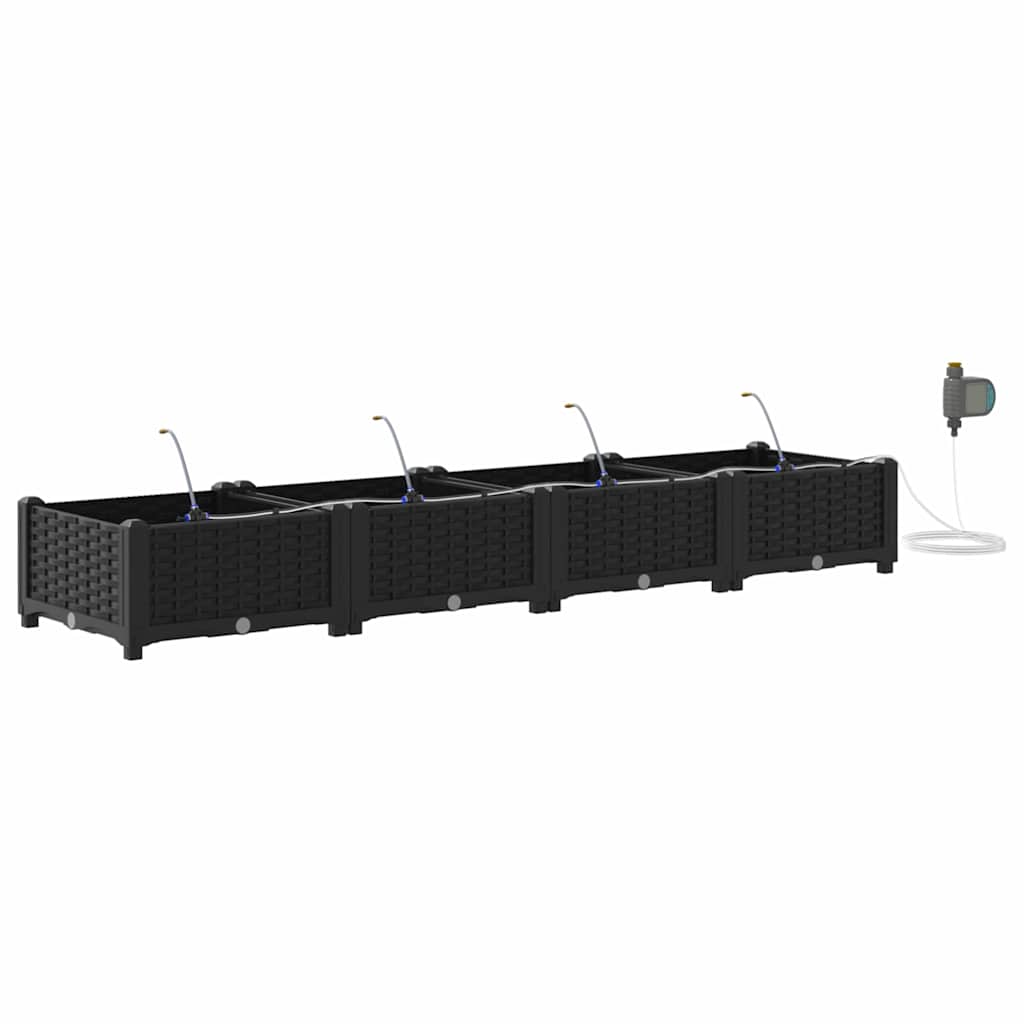 Vaso da giardino 4 pz Nero 160 x 40 x 22 cm PP