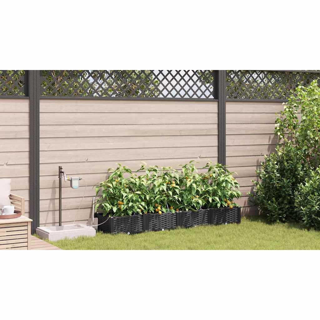Vaso da giardino 4 pz Nero 160 x 40 x 22 cm PP