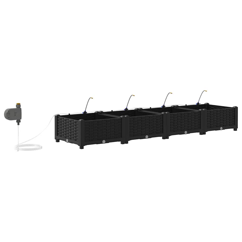 Vaso da giardino 4 pz Nero 160 x 40 x 22 cm PP