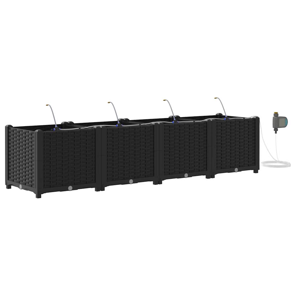 Vaso da giardino 4 pz Nero 160 x 40 x 37,5 cm PP