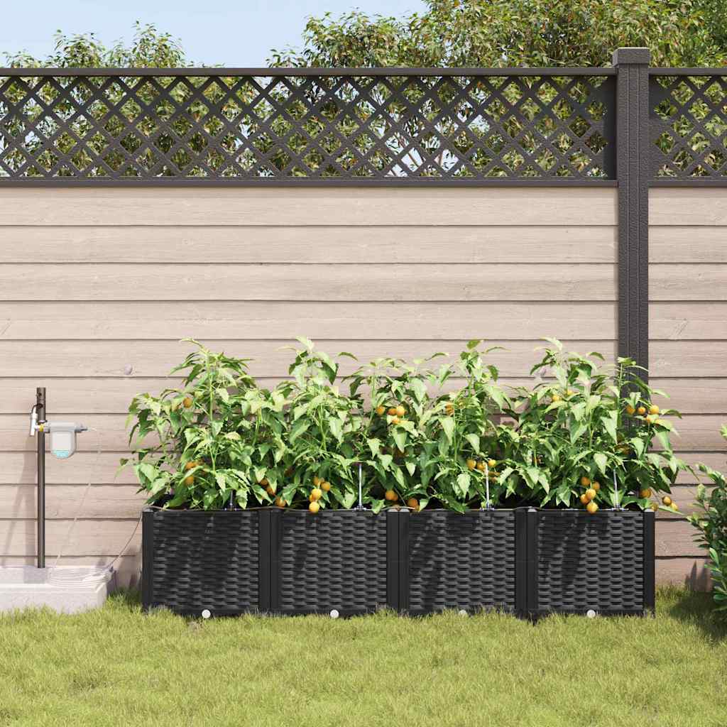 Vaso da giardino 4 pz Nero 160 x 40 x 37,5 cm PP