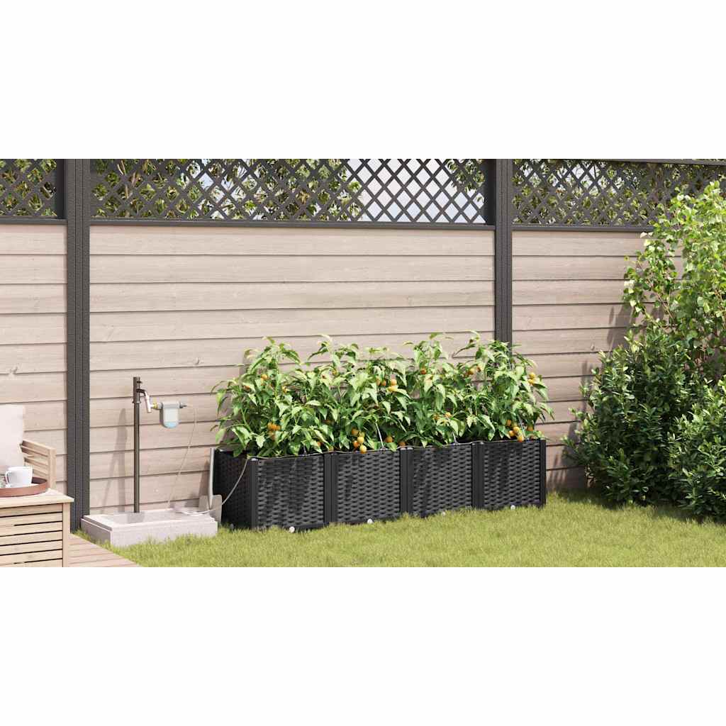 Vaso da giardino 4 pz Nero 160 x 40 x 37,5 cm PP