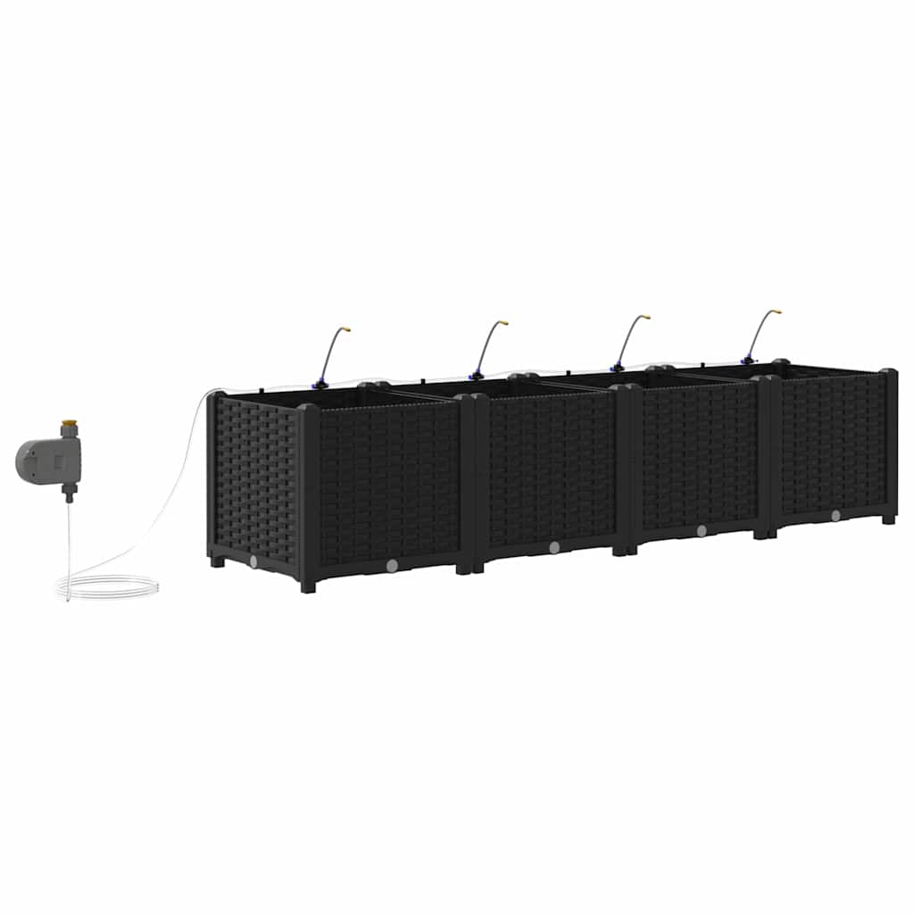 Vaso da giardino 4 pz Nero 160 x 40 x 37,5 cm PP