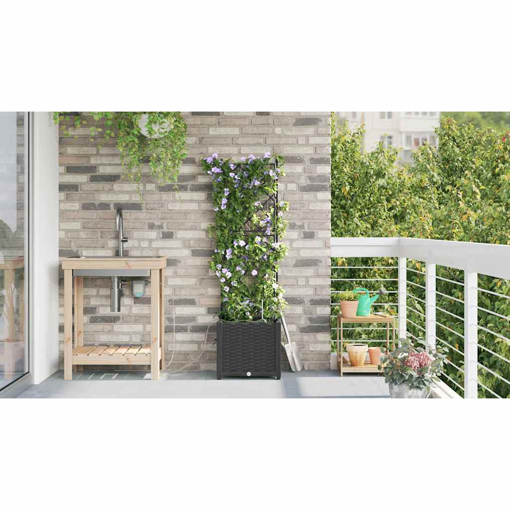 Vaso da giardino Nero 40 x 40 x 142 cm PP