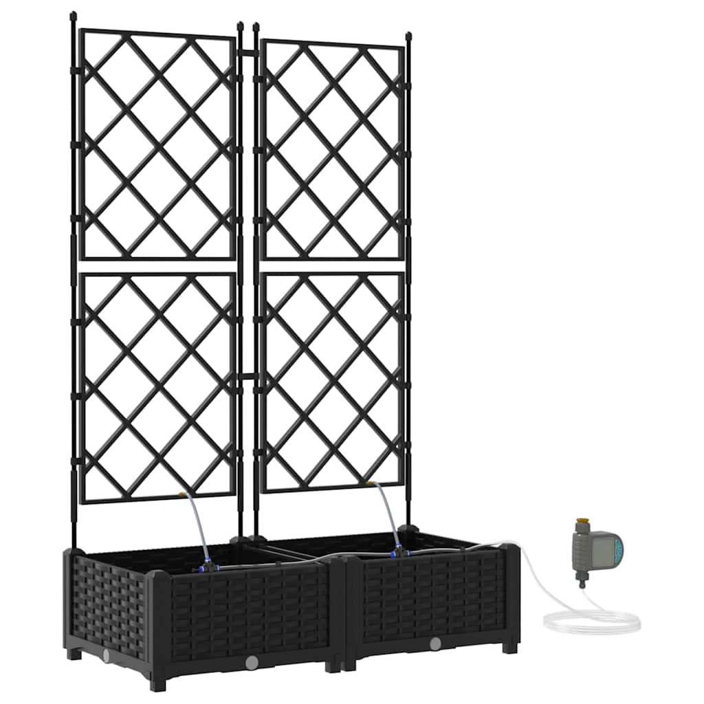 Vaso da giardino 2 pz Nero 80 x 40 x 126 cm PP