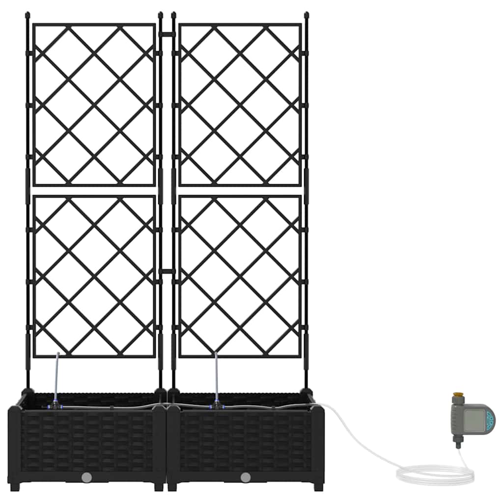 Vaso da giardino 2 pz Nero 80 x 40 x 126 cm PP
