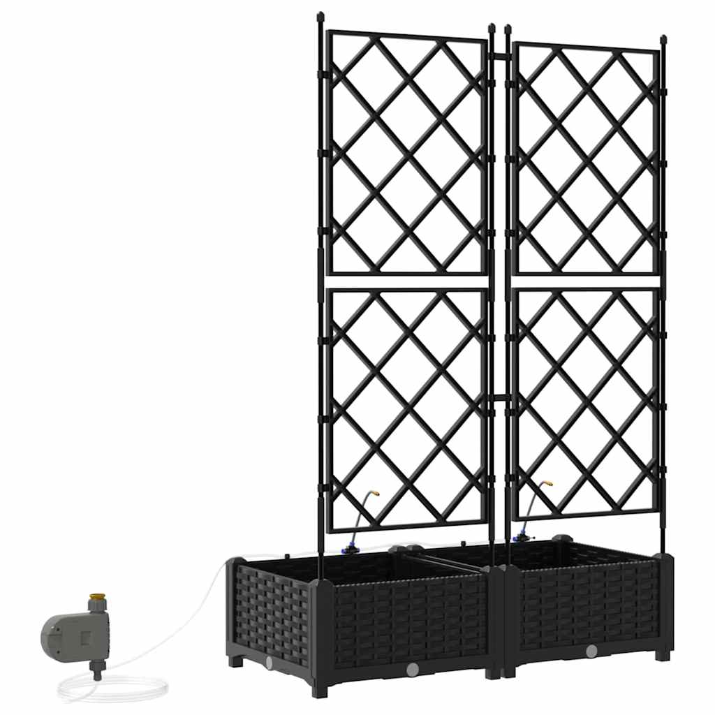 Vaso da giardino 2 pz Nero 80 x 40 x 126 cm PP