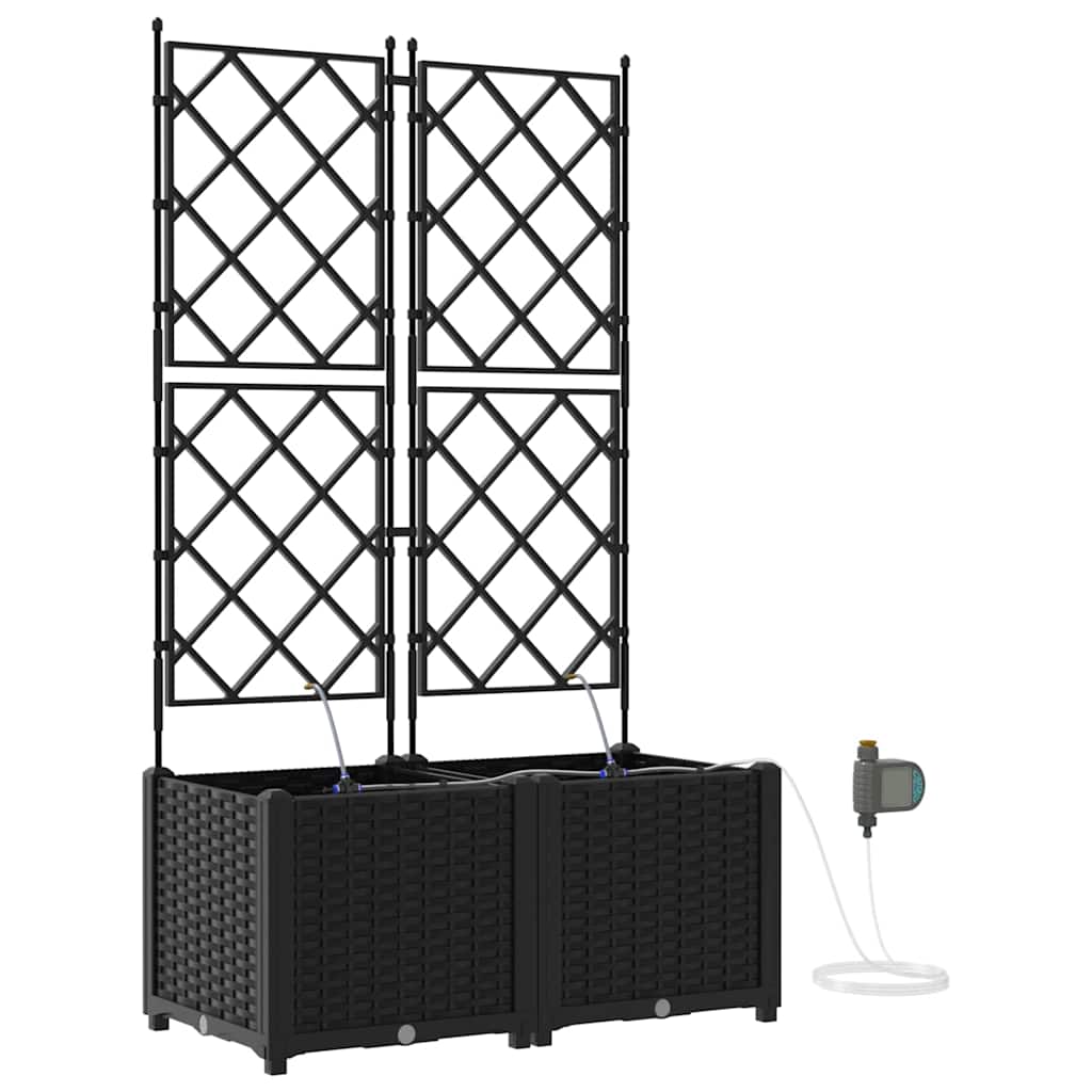 Vaso da giardino 2 pz Nero 80 x 40 x 142 cm PP