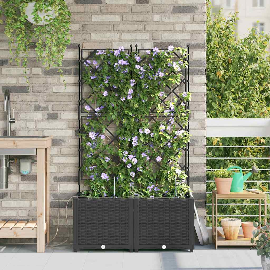 Vaso da giardino 2 pz Nero 80 x 40 x 142 cm PP