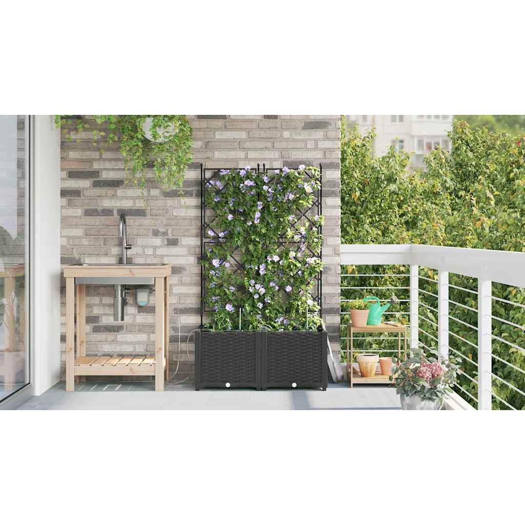 Vaso da giardino 2 pz Nero 80 x 40 x 142 cm PP