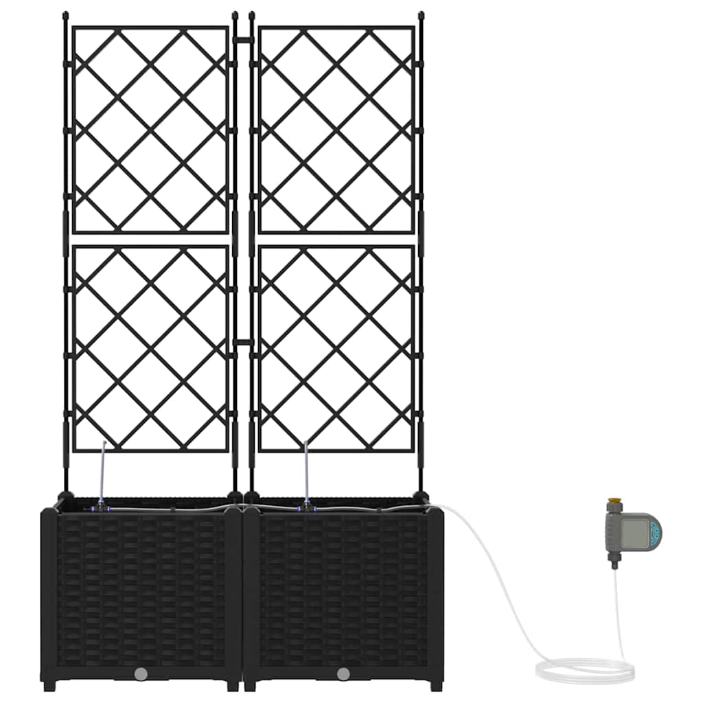 Vaso da giardino 2 pz Nero 80 x 40 x 142 cm PP