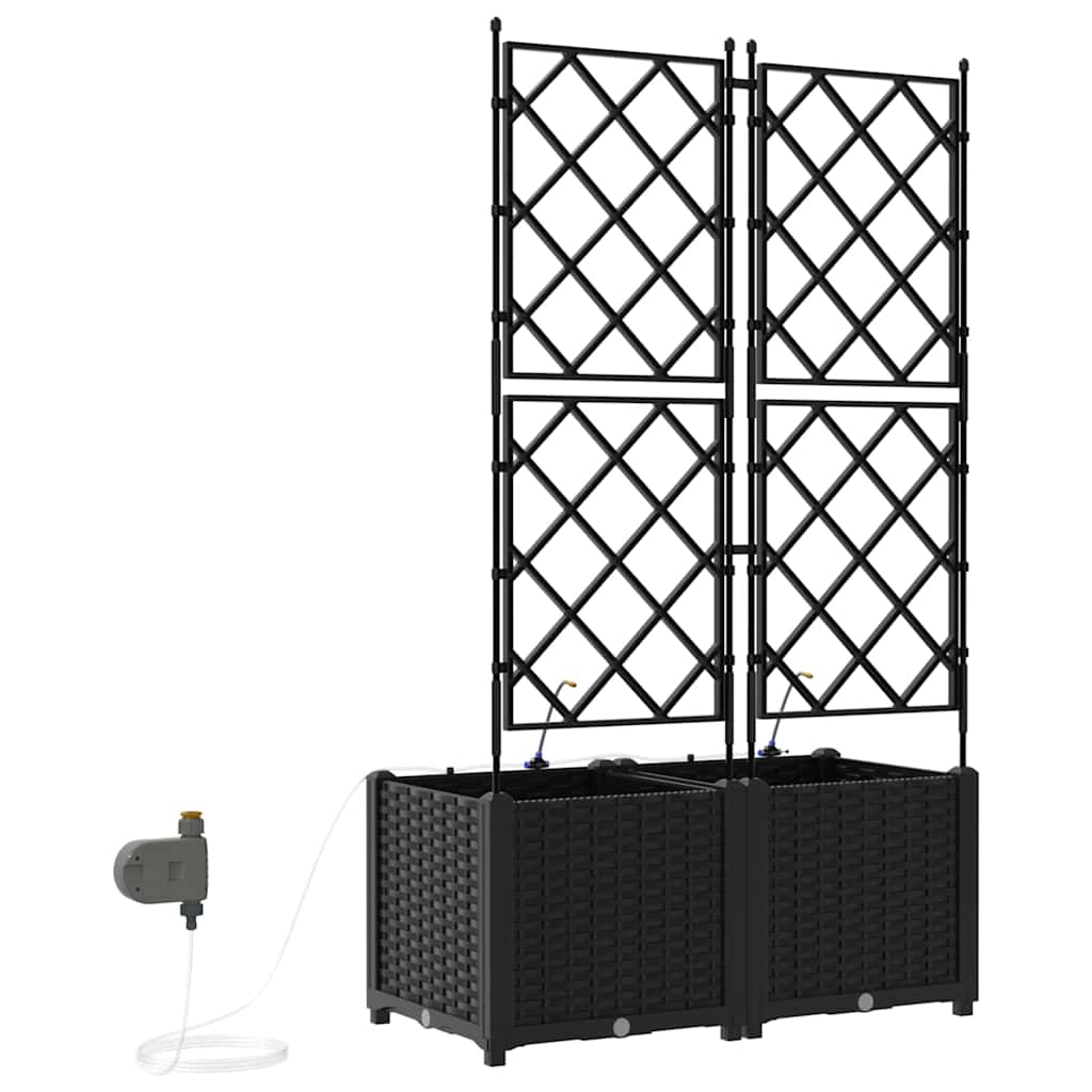 Vaso da giardino 2 pz Nero 80 x 40 x 142 cm PP