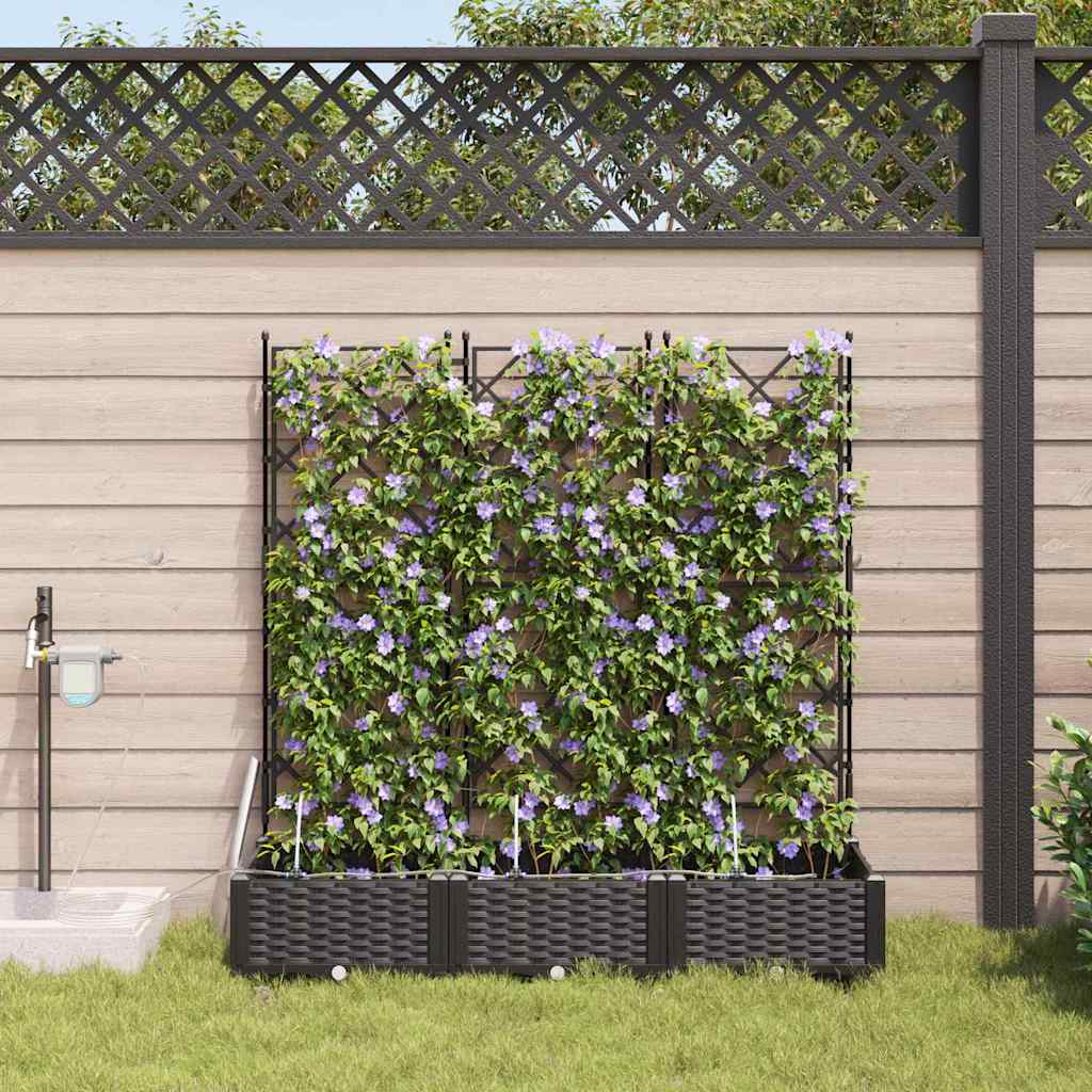 Vaso da giardino 3 pz Nero 120 x 40 x 126 cm PP