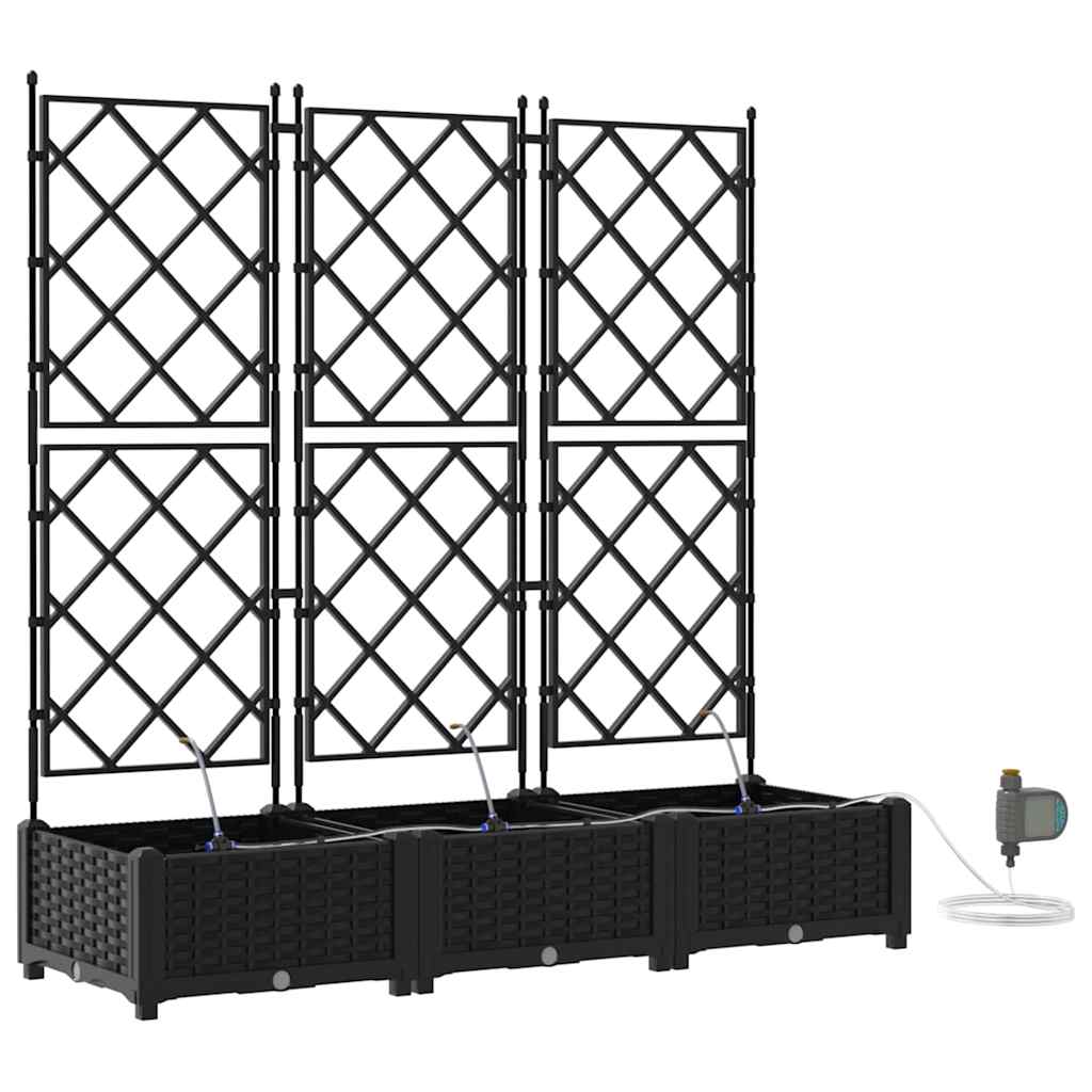 Vaso da giardino 3 pz Nero 120 x 40 x 126 cm PP