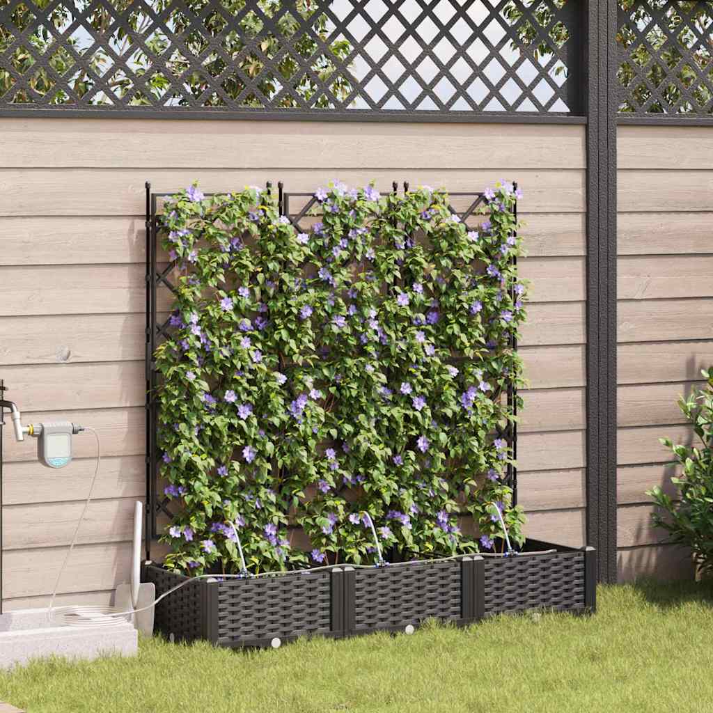 Vaso da giardino 3 pz Nero 120 x 40 x 126 cm PP