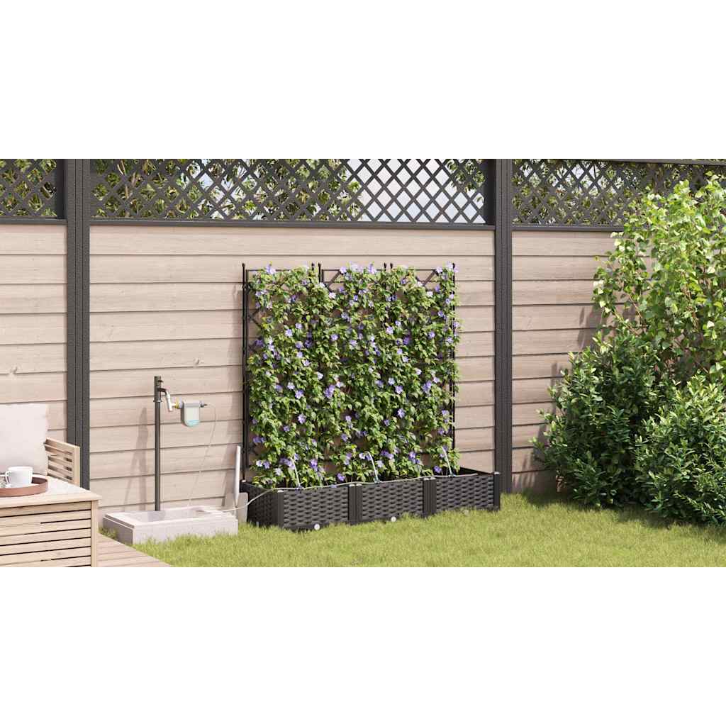 Vaso da giardino 3 pz Nero 120 x 40 x 126 cm PP