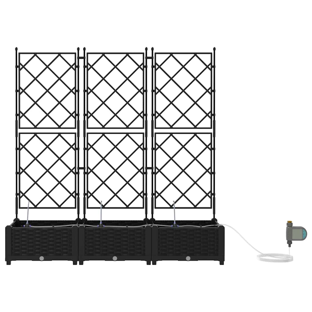 Vaso da giardino 3 pz Nero 120 x 40 x 126 cm PP