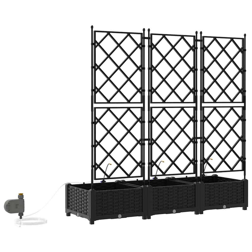 Vaso da giardino 3 pz Nero 120 x 40 x 126 cm PP