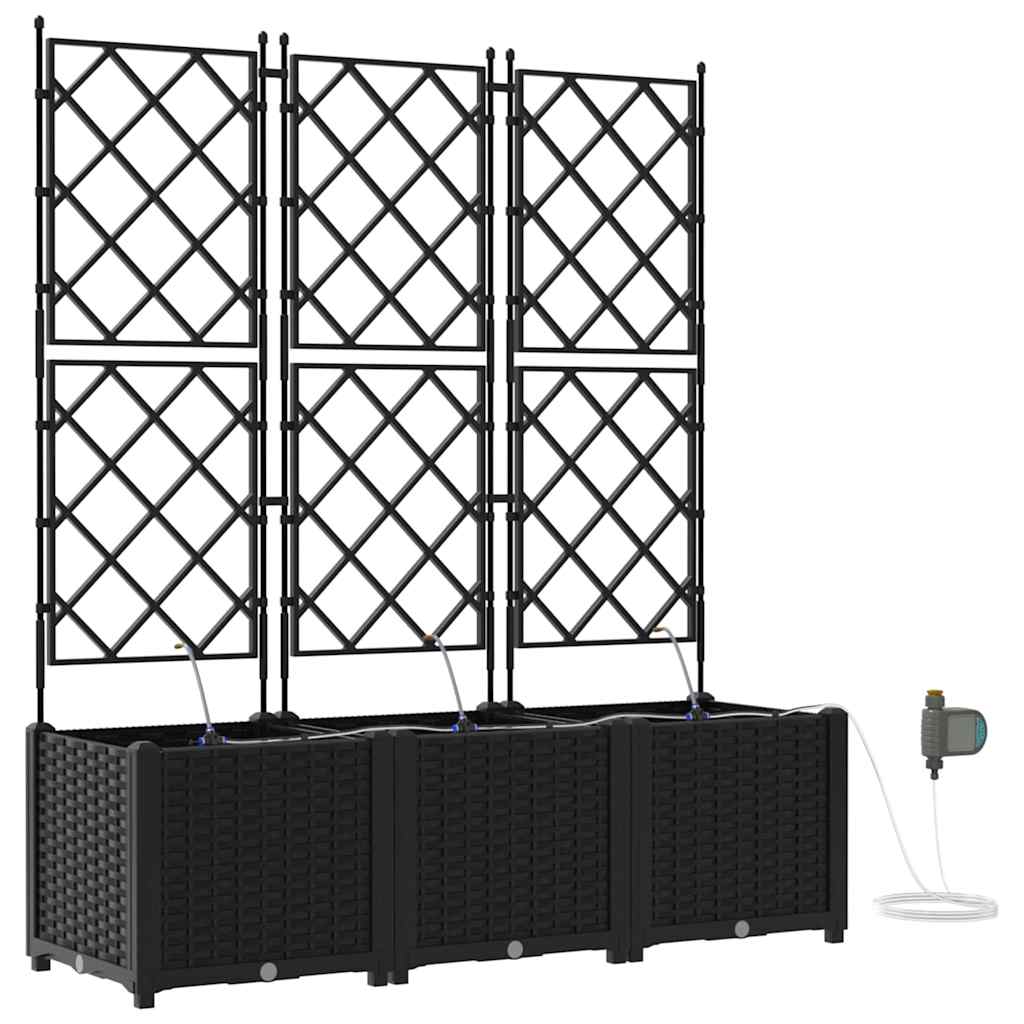 Vaso da giardino 3 pz Nero 120 x 40 x 142 cm PP