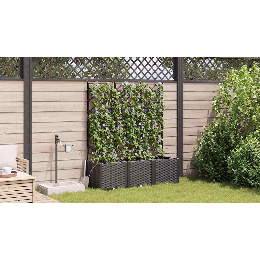 Vaso da giardino 3 pz Nero 120 x 40 x 142 cm PP
