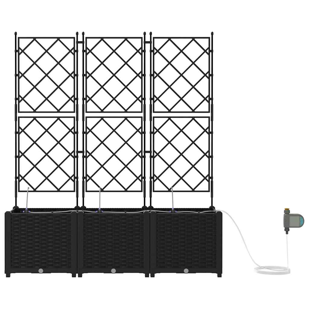 Vaso da giardino 3 pz Nero 120 x 40 x 142 cm PP