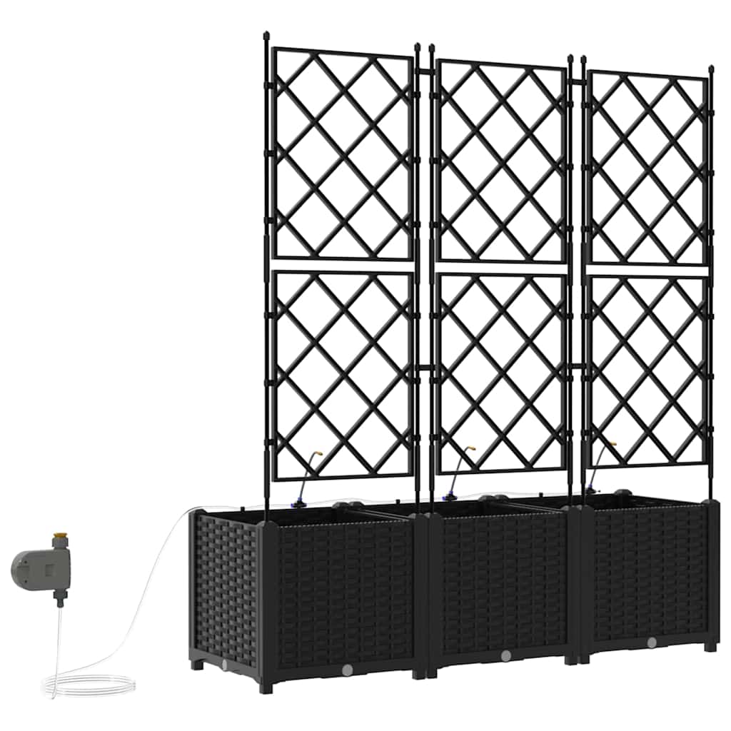 Vaso da giardino 3 pz Nero 120 x 40 x 142 cm PP