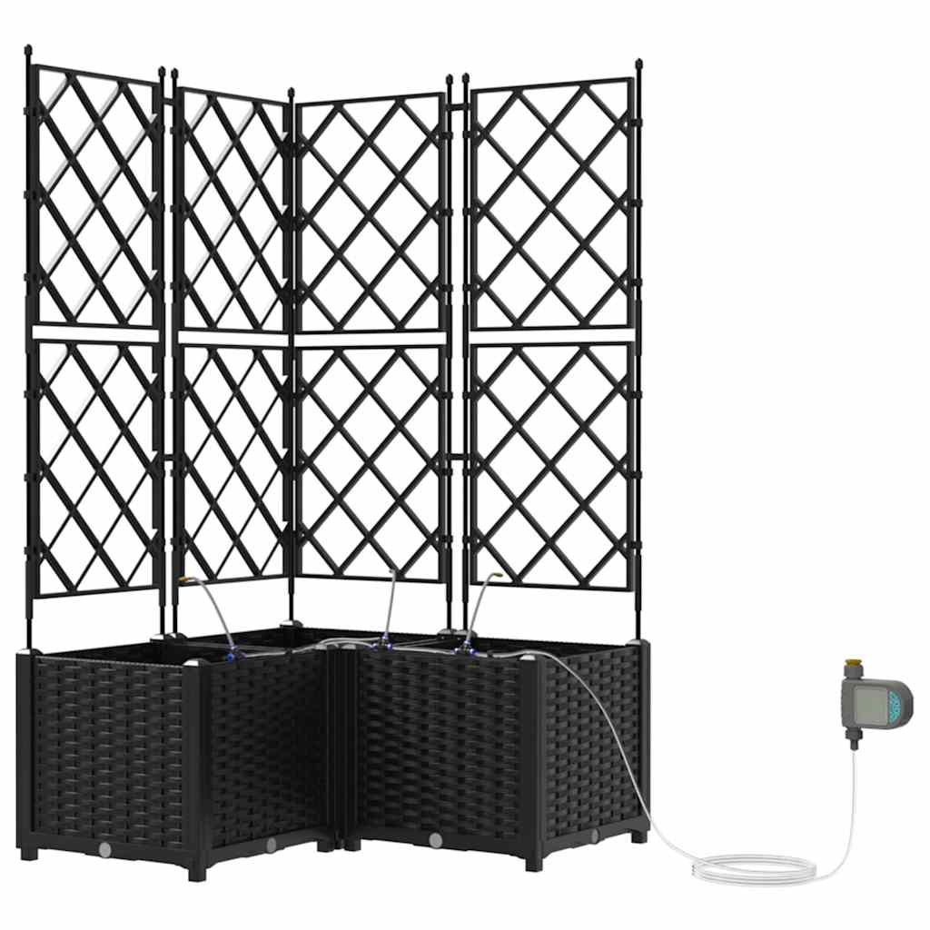 Vaso da giardino 3 pz Nero 80 x 80 x 142 cm PP