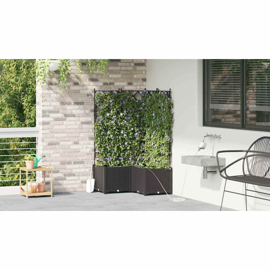 Vaso da giardino 3 pz Nero 80 x 80 x 142 cm PP