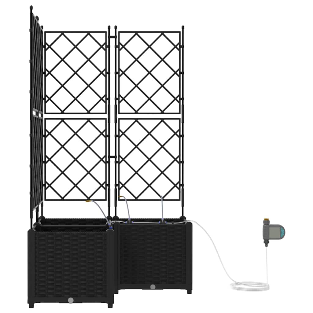 Vaso da giardino 3 pz Nero 80 x 80 x 142 cm PP