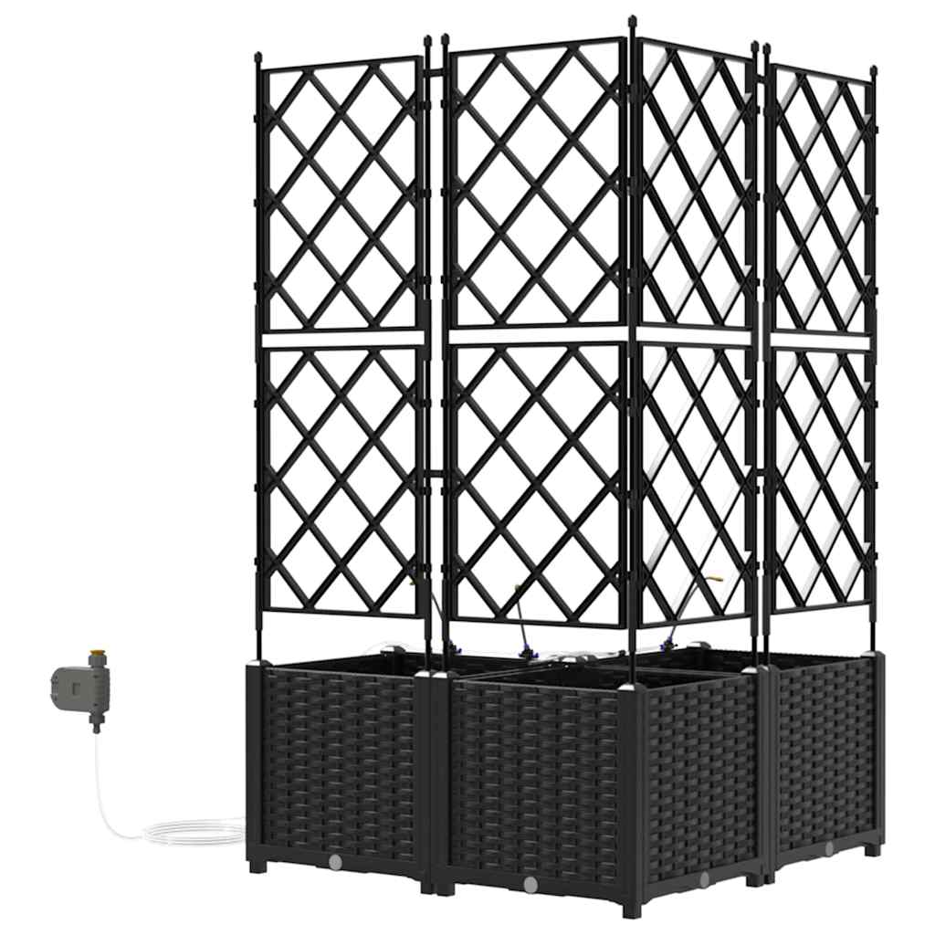 Vaso da giardino 3 pz Nero 80 x 80 x 142 cm PP