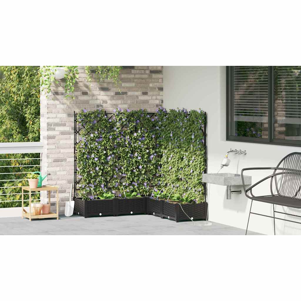 Vaso da giardino 5 pz Nero 120 x 120 x 126 cm PP