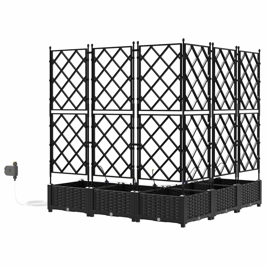 Vaso da giardino 5 pz Nero 120 x 120 x 126 cm PP