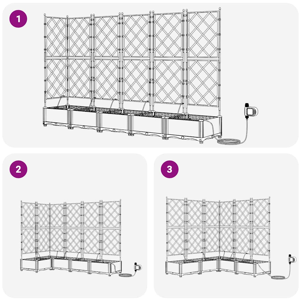 Vaso da giardino 5 pz Nero 120 x 120 x 126 cm PP