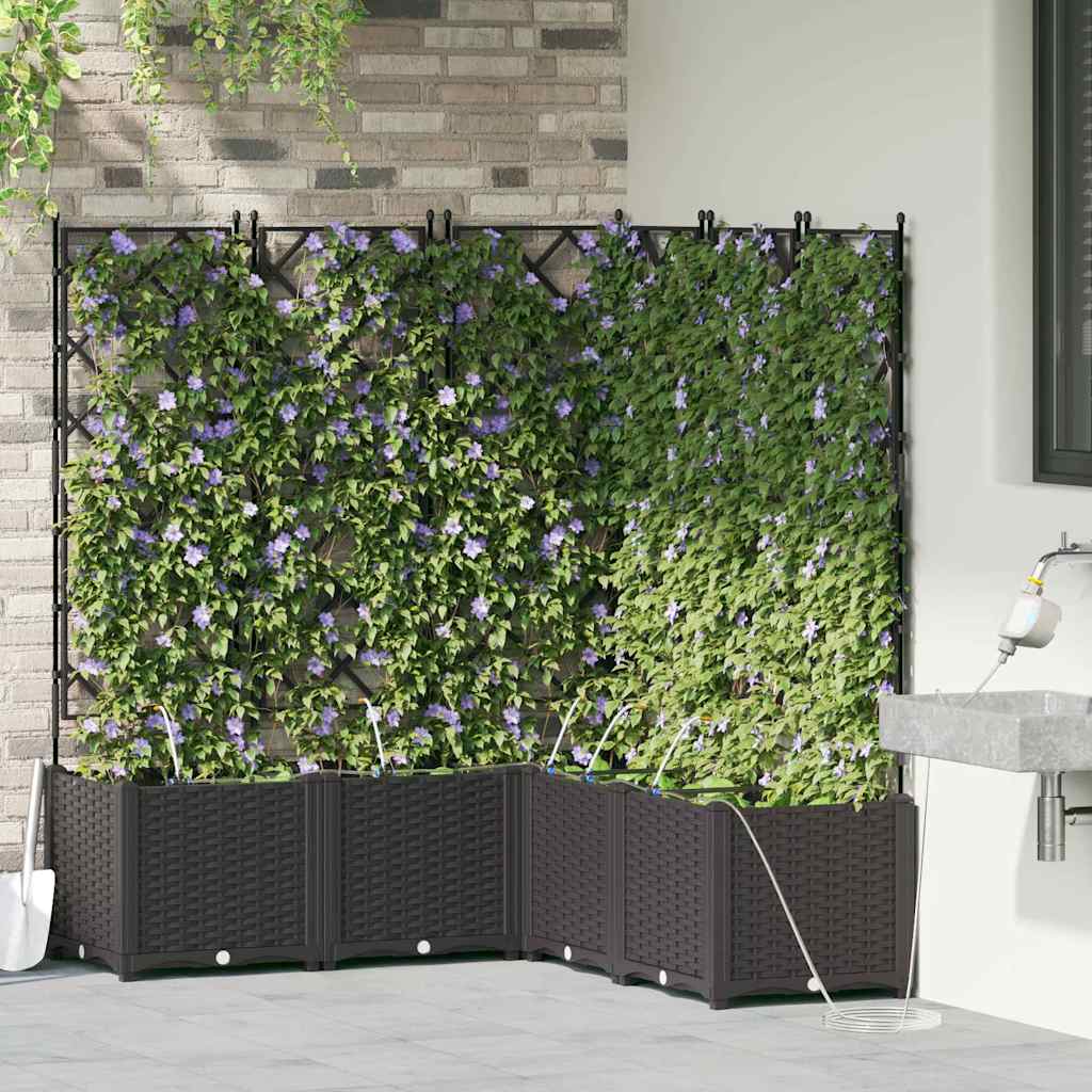 Vaso da giardino 5 pz Nero 120 x 120 x 142 cm PP