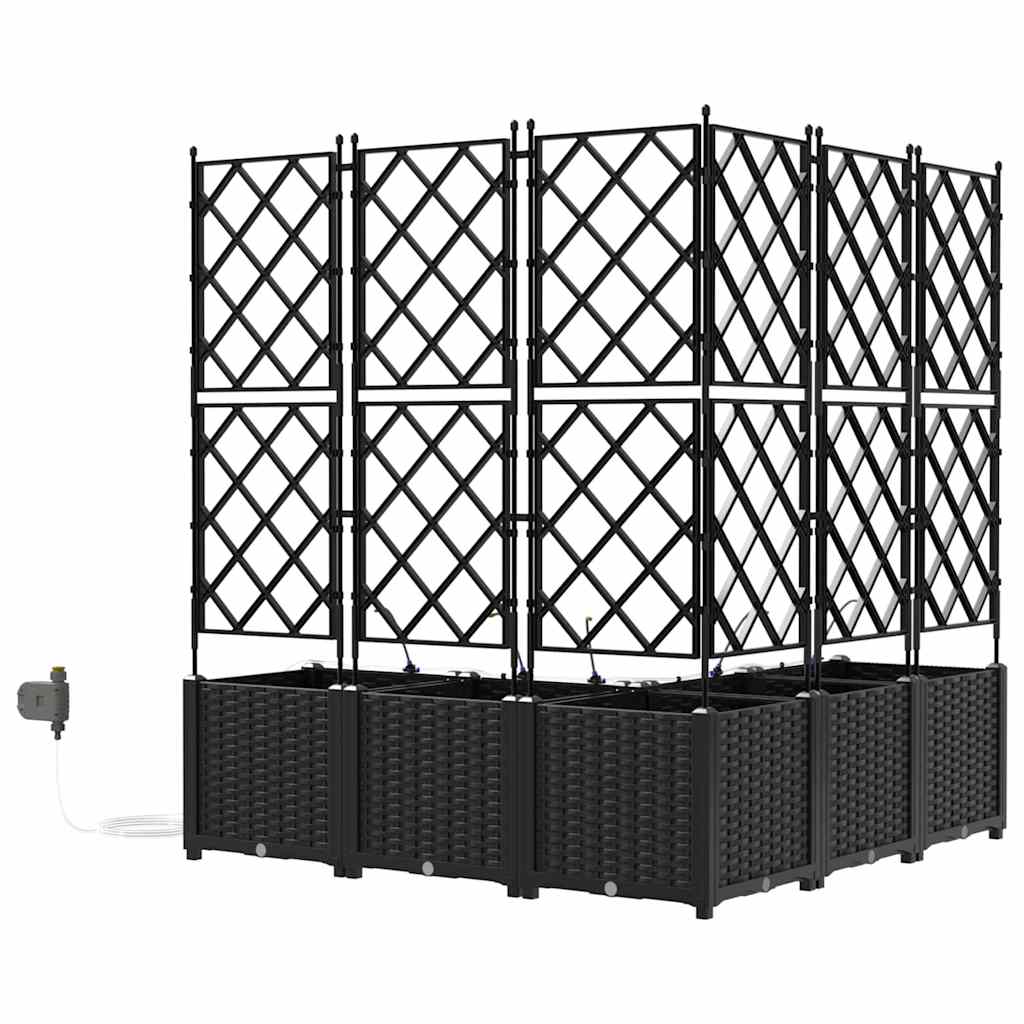 Vaso da giardino 5 pz Nero 120 x 120 x 142 cm PP