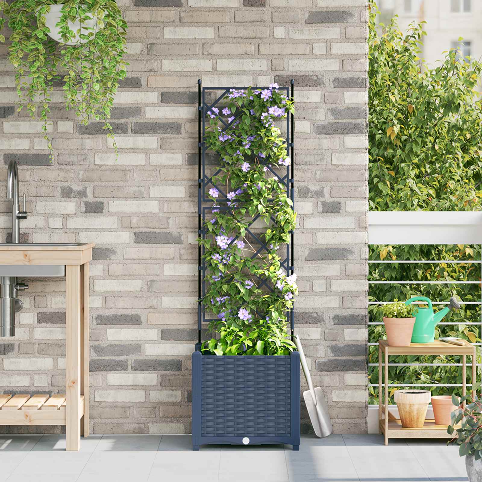 Vaso da giardino Grigio 40 x 40 x 143 cm PP