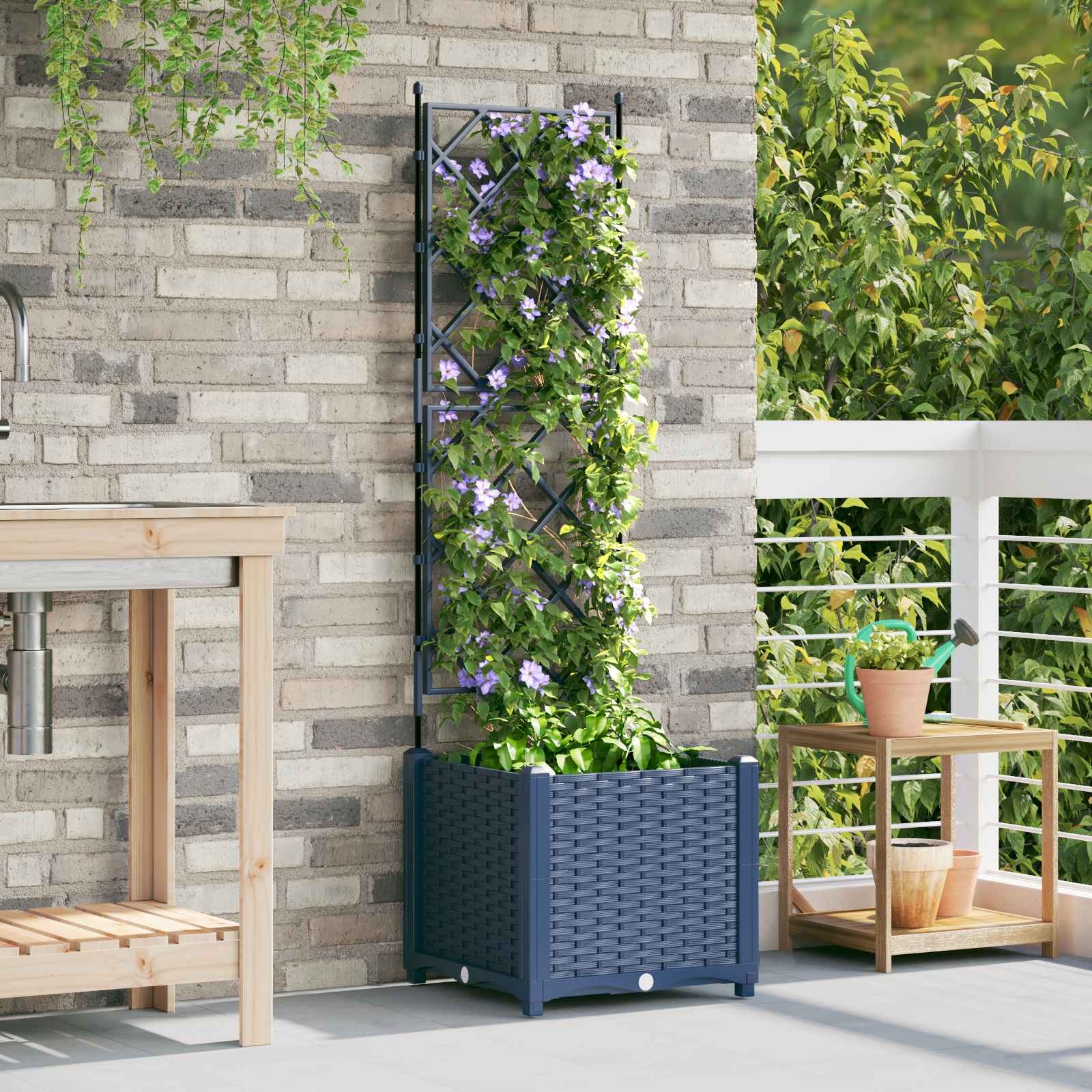 Vaso da giardino Grigio 40 x 40 x 143 cm PP
