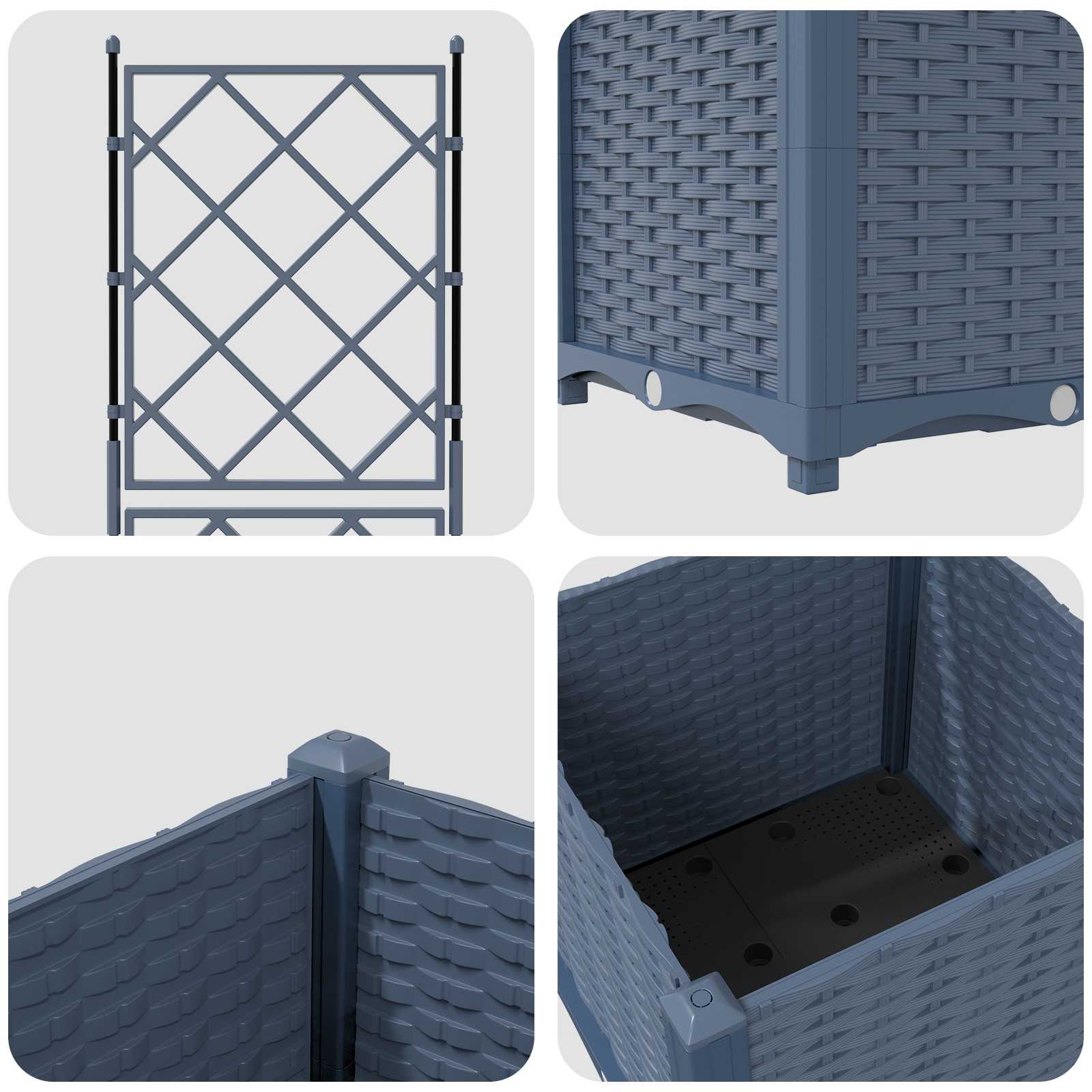 Vaso da giardino Grigio 40 x 40 x 143 cm PP