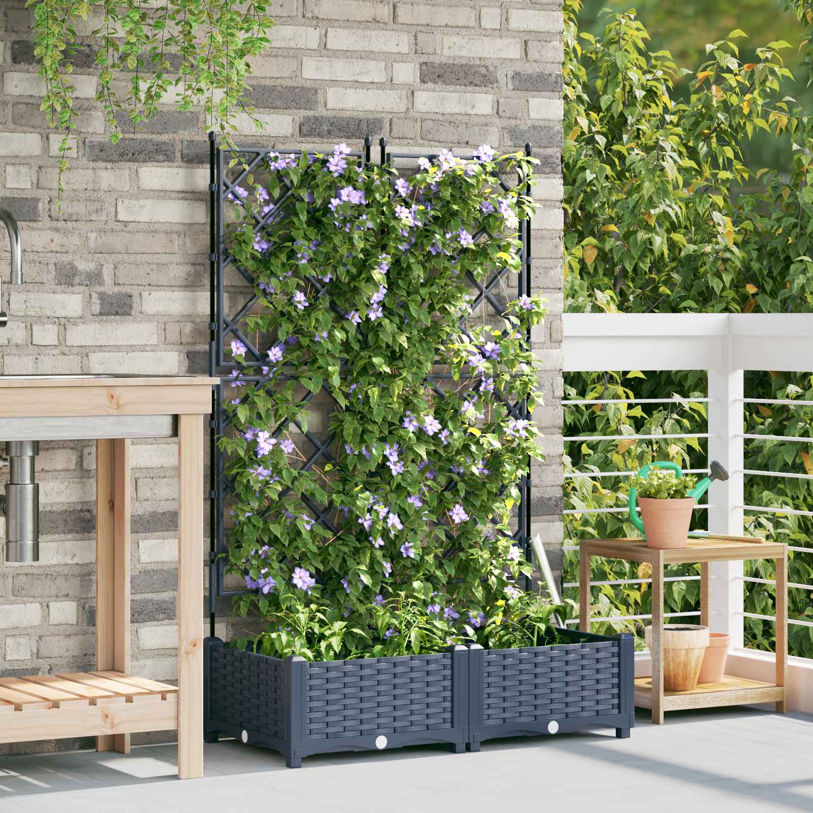 Vaso da giardino 2 pz Grigio 80 x 40 x 125,5 cm PP