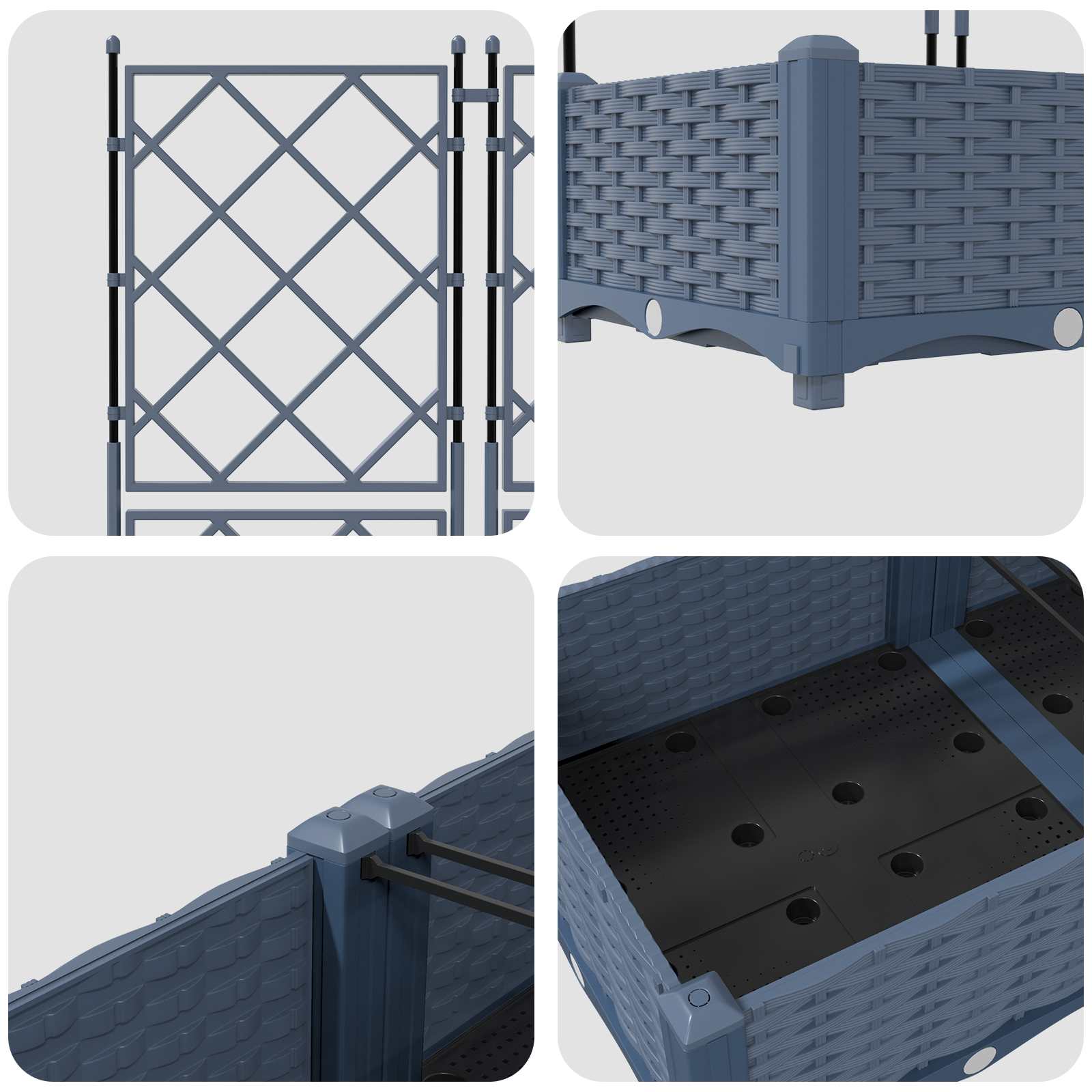 Vaso da giardino 2 pz Grigio 80 x 40 x 125,5 cm PP