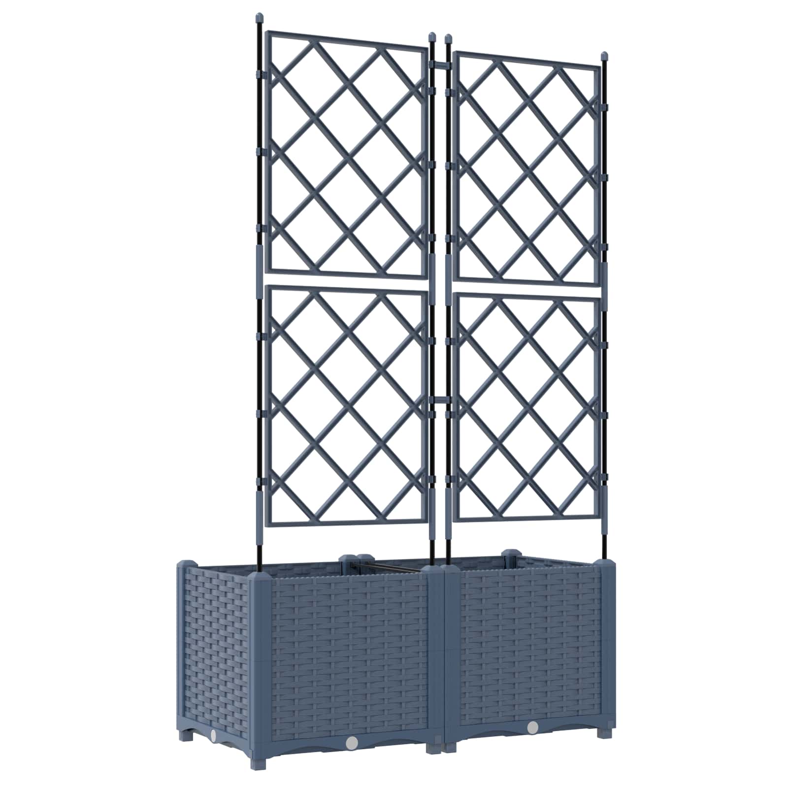 Vaso da giardino 2 pz Grigio 80 x 40 x 143 cm PP